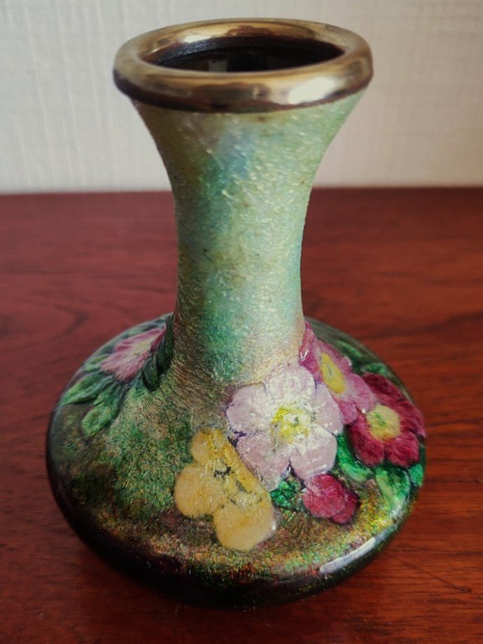 Camille Fauré (1874-1956) Vase en émail de Limoges vers 1935/1945. Marty, Sarlandie, Jouhaud-photo-4