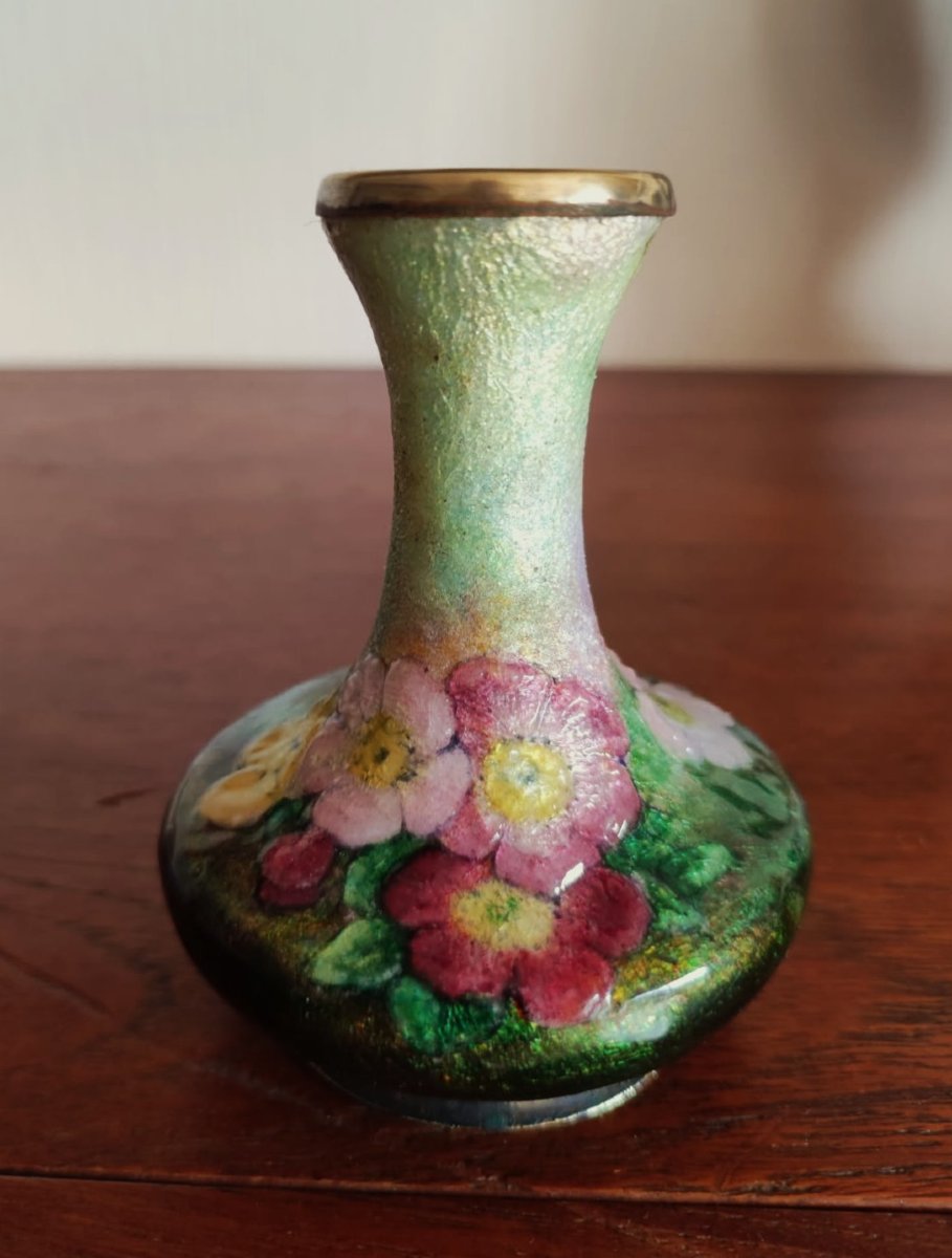 Camille Fauré (1874-1956) Vase en émail de Limoges vers 1935/1945. Marty, Sarlandie, Jouhaud