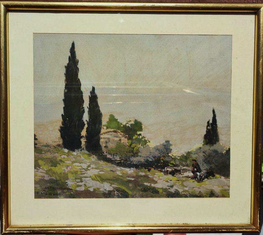 Fernand Maillaud (1863-1948) Berger à la Florentine Var. Ecole de Crozant Berry Creuse Rollinat-photo-2