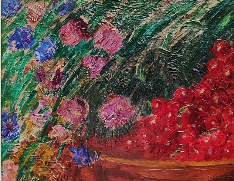 Léon Detroy (1859-1955) Groseilles et fleurs des champs 1920. Ecole de Crozant, Guillaumin.....-photo-3