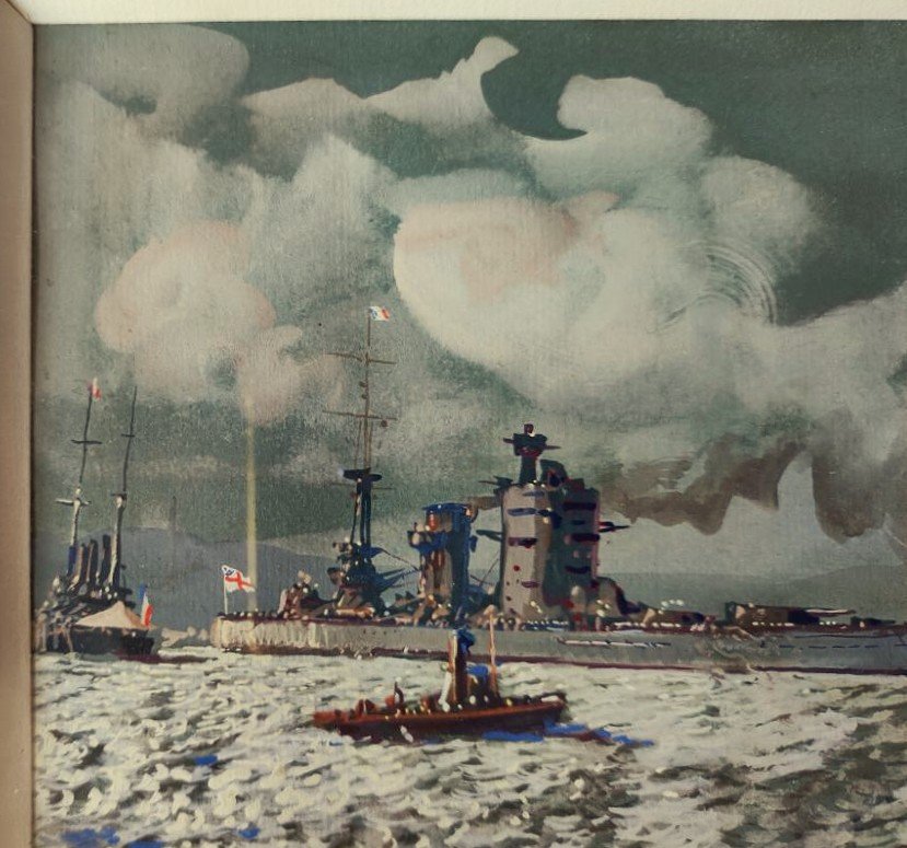 Jean-louis Paguenaud (1876–1952) A Fleet Of Boats At Night. Naval Painter, Limoges-photo-5