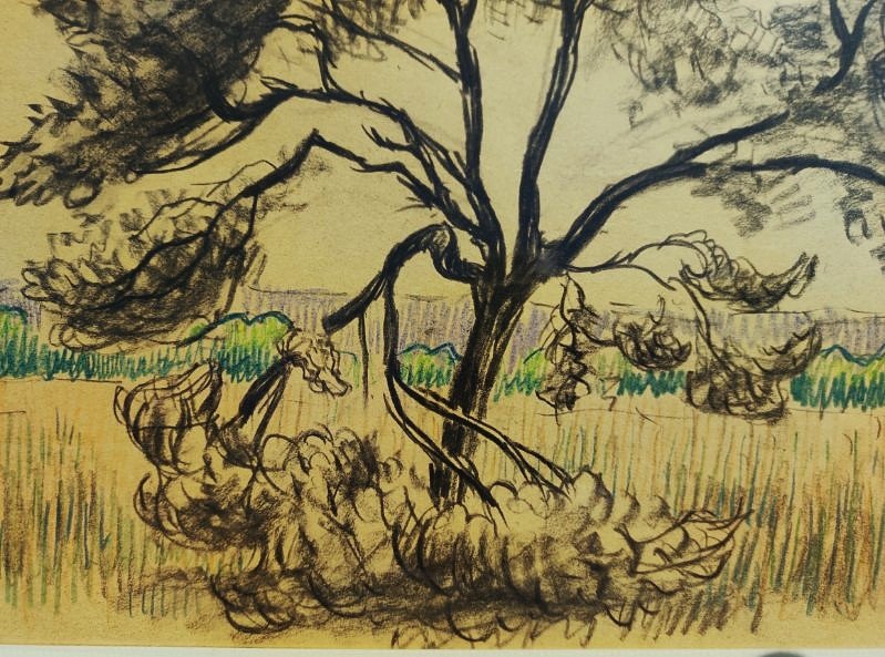 Léo Gausson (1860-1944) Arbre et paysage à Gouvernes 1891. Ecole de Lagny, pointillisme, Luce..-photo-3