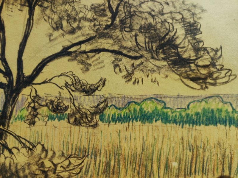Léo Gausson (1860-1944) Arbre et paysage à Gouvernes 1891. Ecole de Lagny, pointillisme, Luce..-photo-5