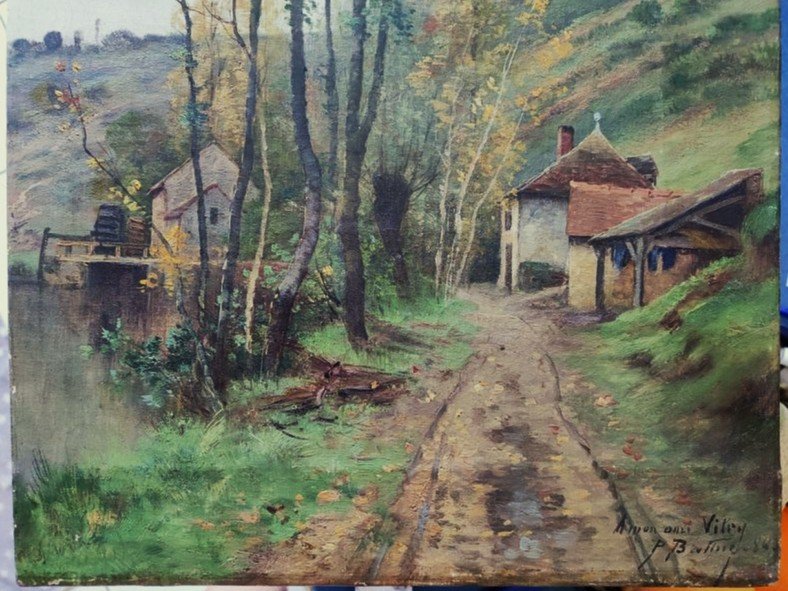 Pierre Ernest Ballue (1855-1928) Moulin du Pin sur la Creuse 1884. Ecole de Crozant, Donzel Fay-photo-3