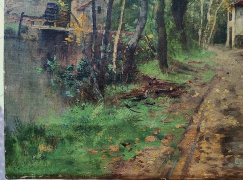 Pierre Ernest Ballue (1855-1928) Moulin du Pin sur la Creuse 1884. Ecole de Crozant, Donzel Fay-photo-3