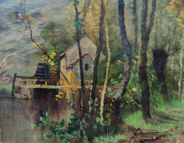 Pierre Ernest Ballue (1855-1928) Moulin du Pin sur la Creuse 1884. Ecole de Crozant, Donzel Fay-photo-5