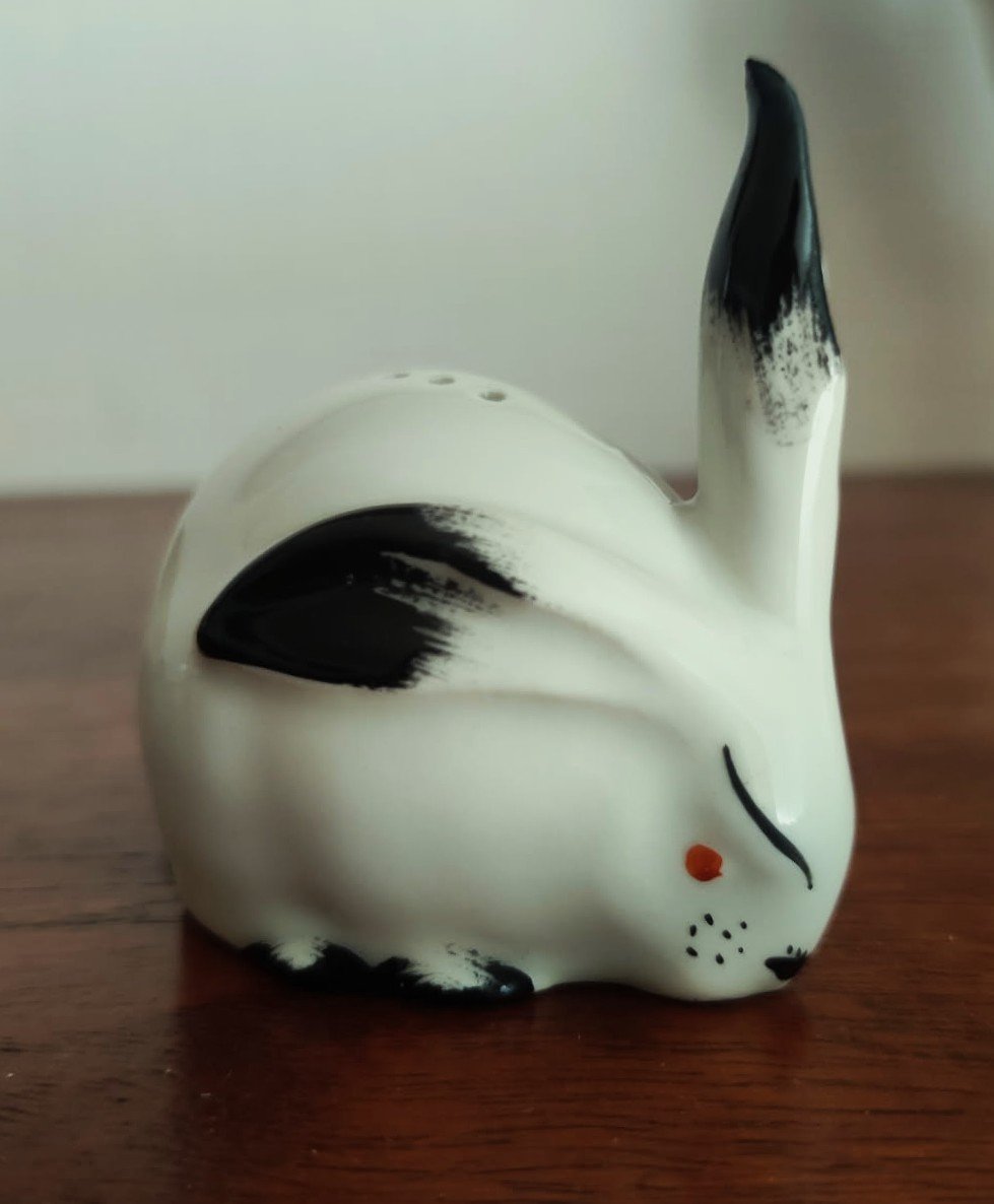 Edouard Marcel Sandoz (1881-1971) Pierrot porte bouquet Paris + lapin salière Limoges, Haviland-photo-3