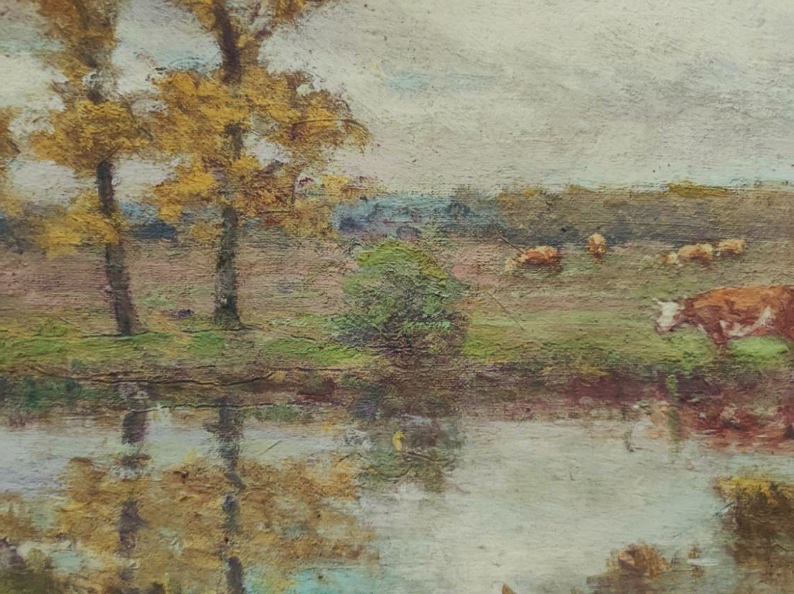 Paul Rue (1866-1954) Pâturages en Brenne. Ecole de Crozant, Châteauroux, Maillaud, Creuse....-photo-4