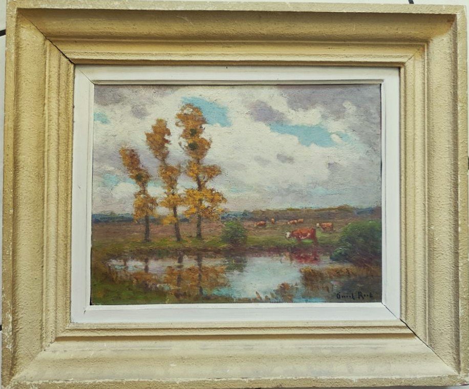 Paul Rue (1866–1954) Pastures In Brenne. School Of Crozant, Châteauroux, Maillaud, Creuse....-photo-2