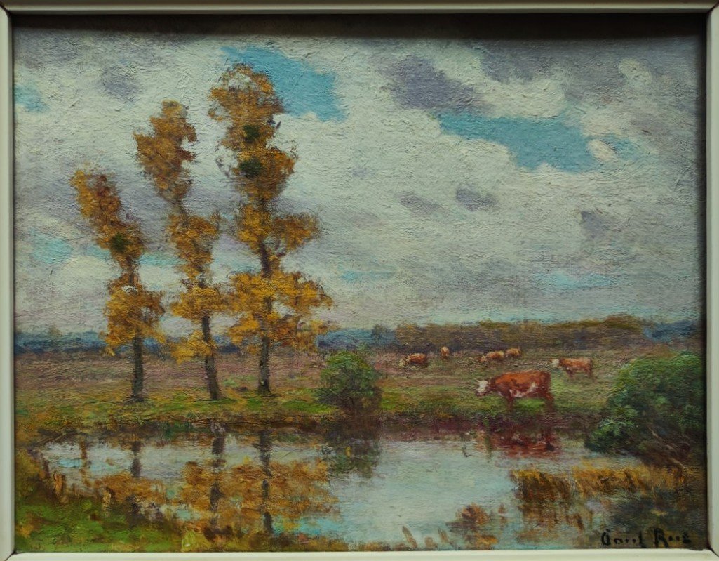 Paul Rue (1866–1954) Pastures In Brenne. School Of Crozant, Châteauroux, Maillaud, Creuse....-photo-3
