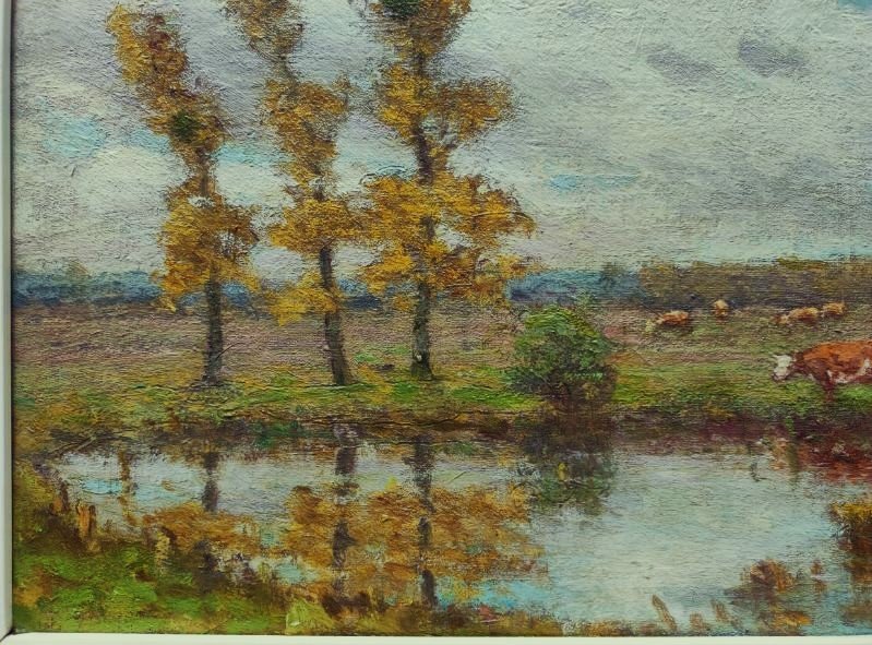 Paul Rue (1866–1954) Pastures In Brenne. School Of Crozant, Châteauroux, Maillaud, Creuse....-photo-3