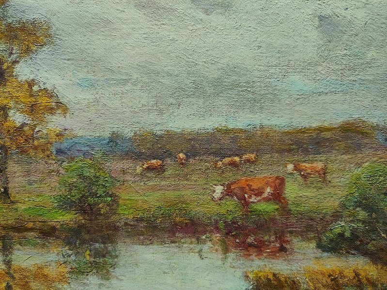 Paul Rue (1866–1954) Pastures In Brenne. School Of Crozant, Châteauroux, Maillaud, Creuse....-photo-4