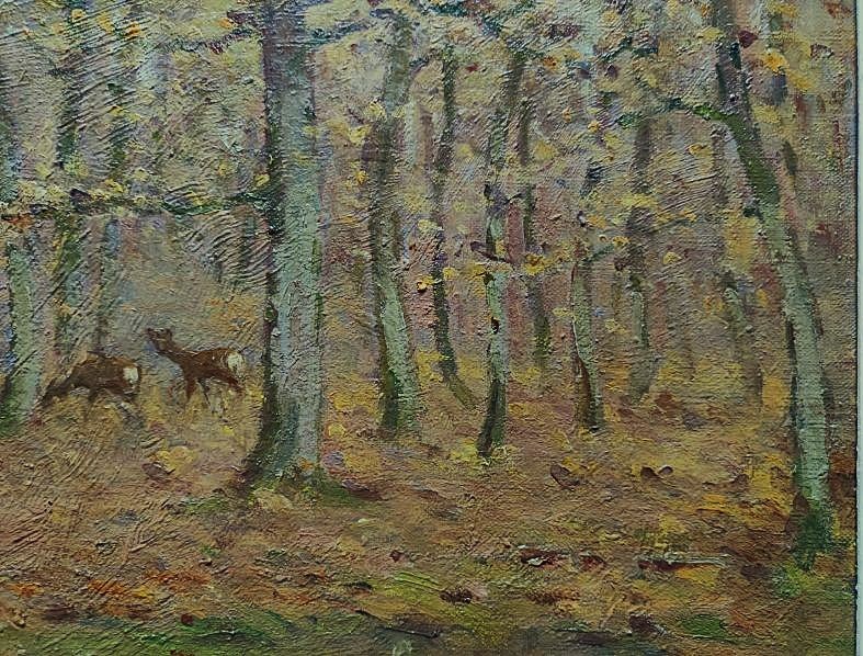 Paul Rue (1866–1954). *deer In The Underbrush*  School Of Crozant, Châteauroux, Maillaud, Creuse-photo-2