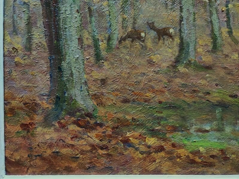 Paul Rue (1866–1954). *deer In The Underbrush*  School Of Crozant, Châteauroux, Maillaud, Creuse-photo-3