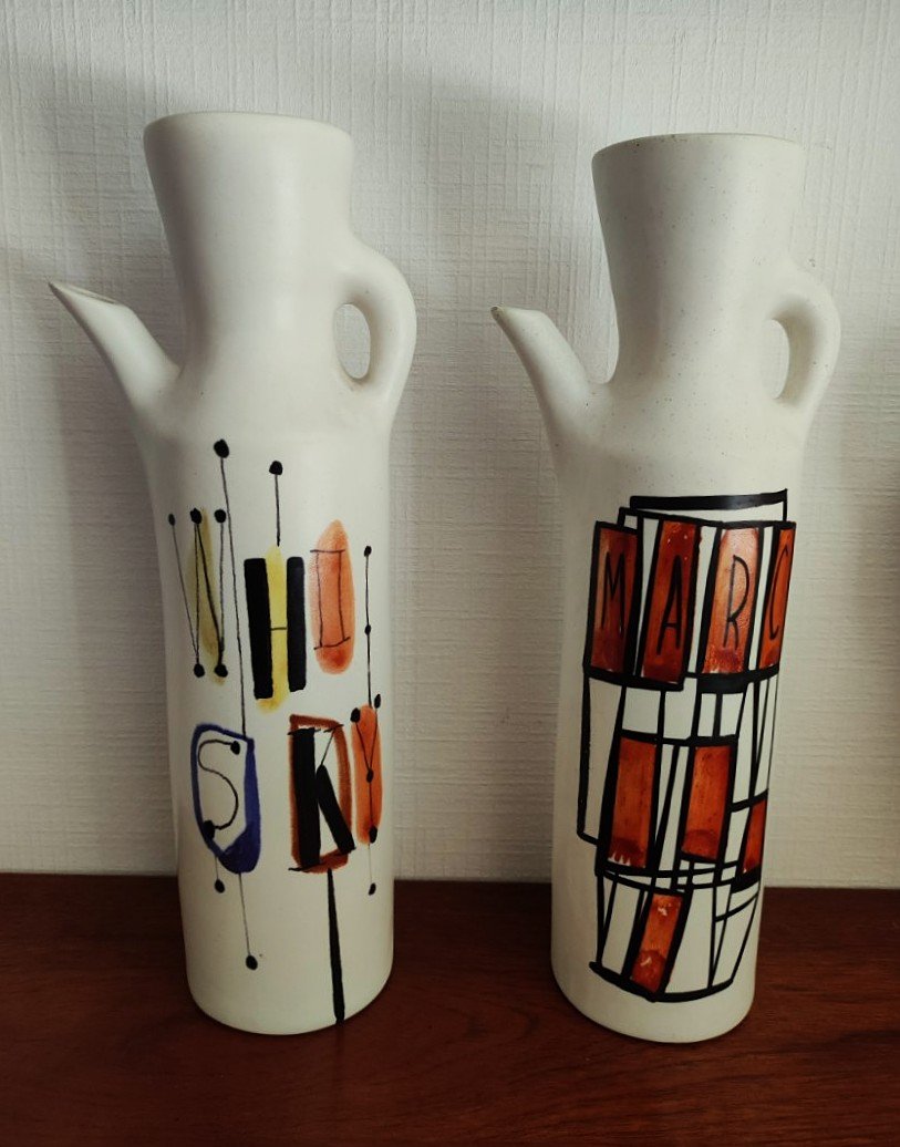 Roger Capron (1922-2006) 2 vases et bouteilles vers 1950 à Vallauris. Innocenti, Picault Callis-photo-2