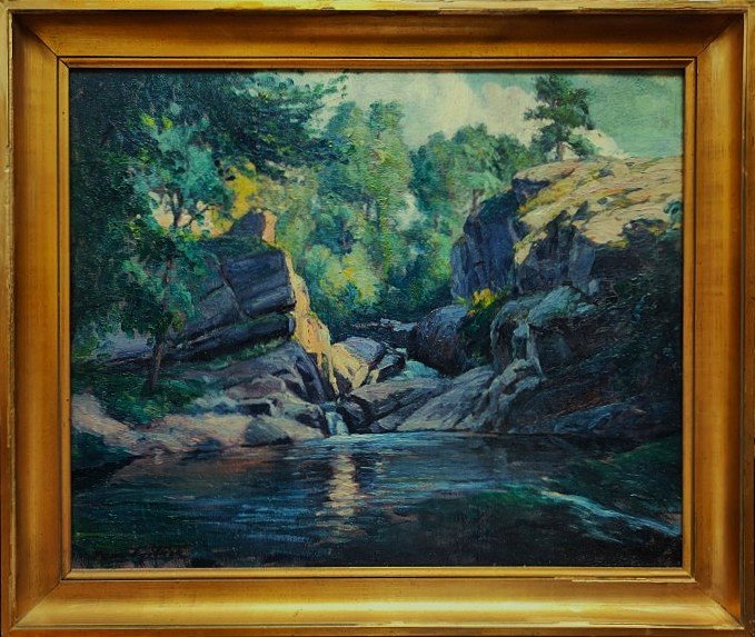 Jean Teilliet (1870-1931) Paysage limousin, site Corot. Saint-Junien, Limoges, Crozant, Glane..