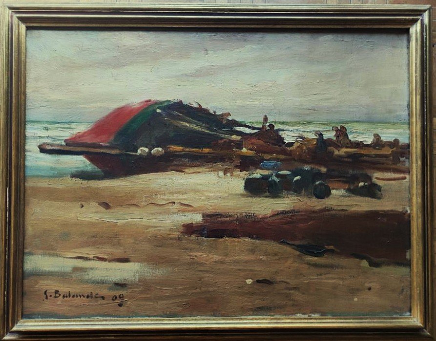 Gaston Balande (1880-1971) Echouage à Etaples 1909. Boulogne sur mer, La Rochelle Marquet Lepic