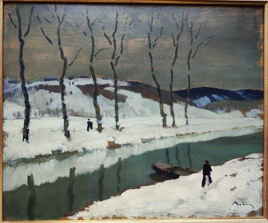 Marcel Belle (1871-1948) Neige canal de Bourgogne. Albert Marquet, Ecole de Crozant, Bernheim..-photo-2
