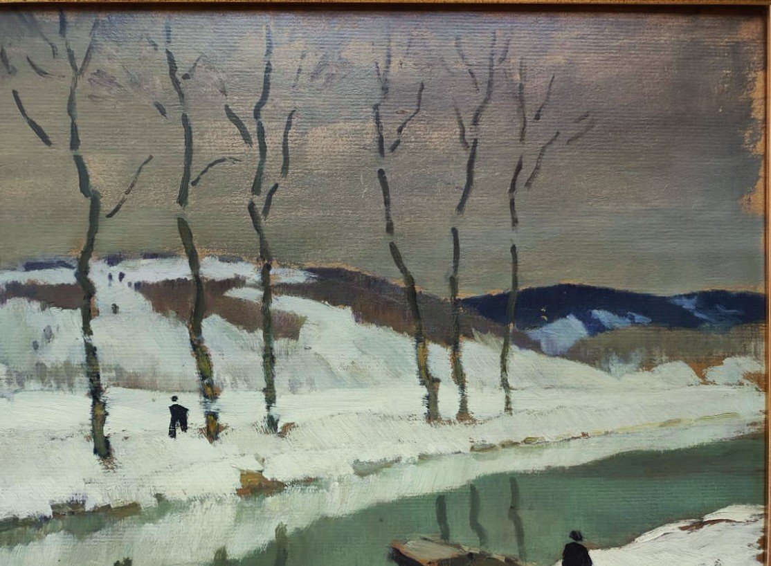 Marcel Belle (1871-1948) Neige canal de Bourgogne. Albert Marquet, Ecole de Crozant, Bernheim..-photo-3