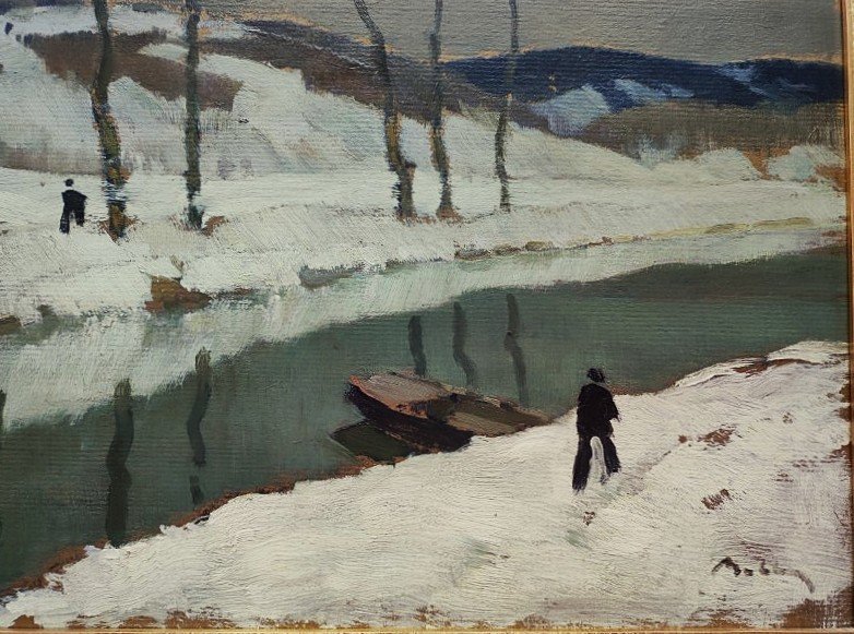 Marcel Belle (1871-1948) Neige canal de Bourgogne. Albert Marquet, Ecole de Crozant, Bernheim..-photo-2