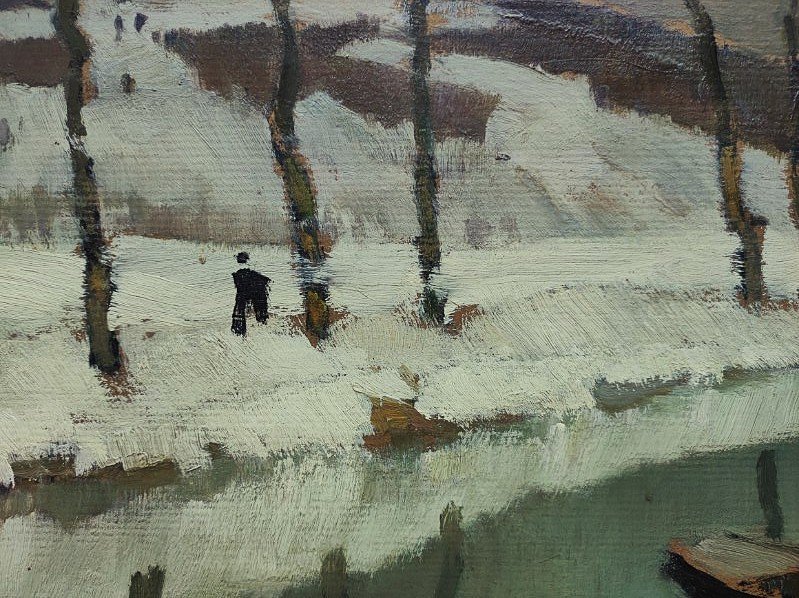Marcel Belle (1871-1948) Neige canal de Bourgogne. Albert Marquet, Ecole de Crozant, Bernheim..-photo-5