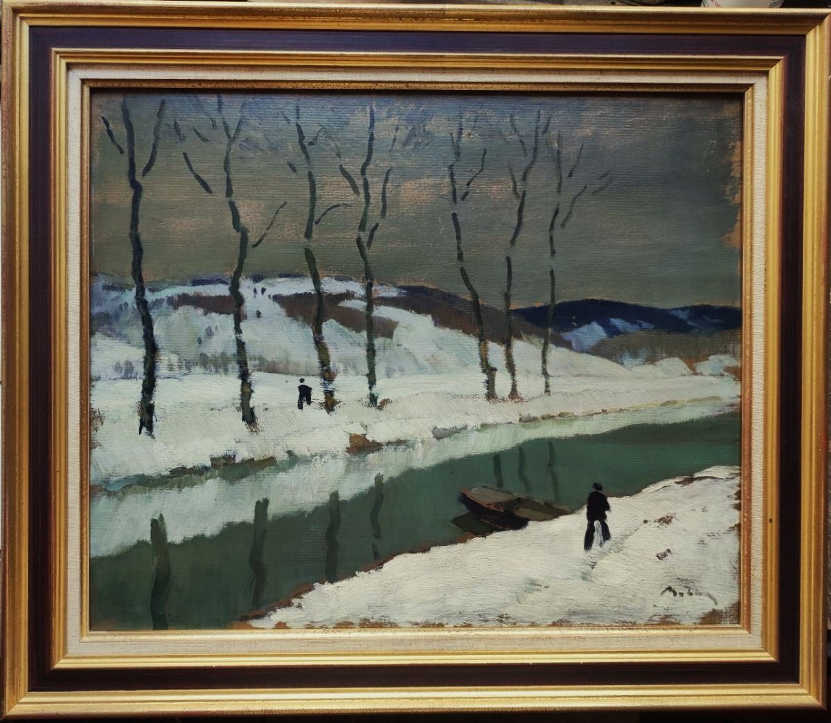 Marcel Belle (1871-1948) Neige canal de Bourgogne. Albert Marquet, Ecole de Crozant, Bernheim..