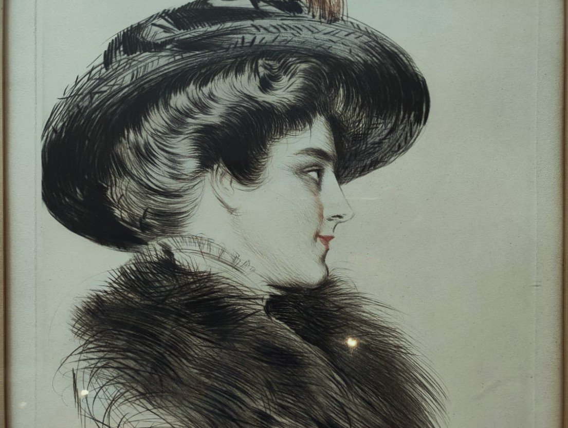 Paul César Helleu (1859-1927) Elégante au chapeau vers 1900. Art Nouveau, Icart, Proust, Monet-photo-4