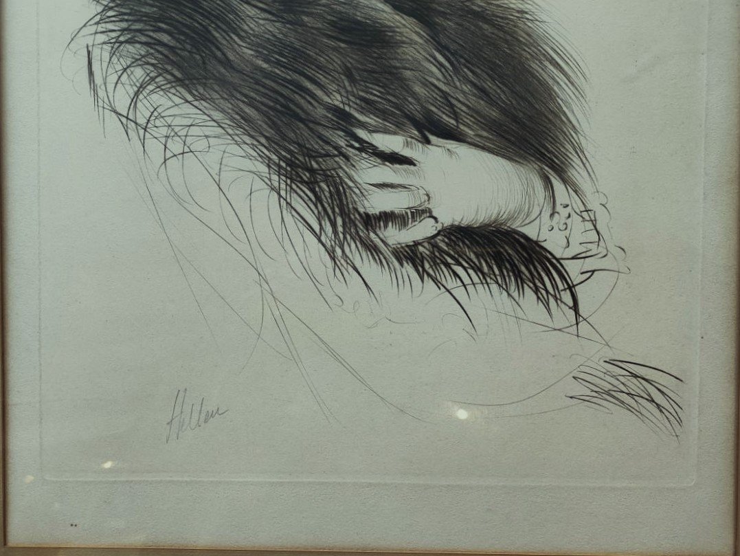 Paul César Helleu (1859-1927) Elégante au chapeau vers 1900. Art Nouveau, Icart, Proust, Monet-photo-1