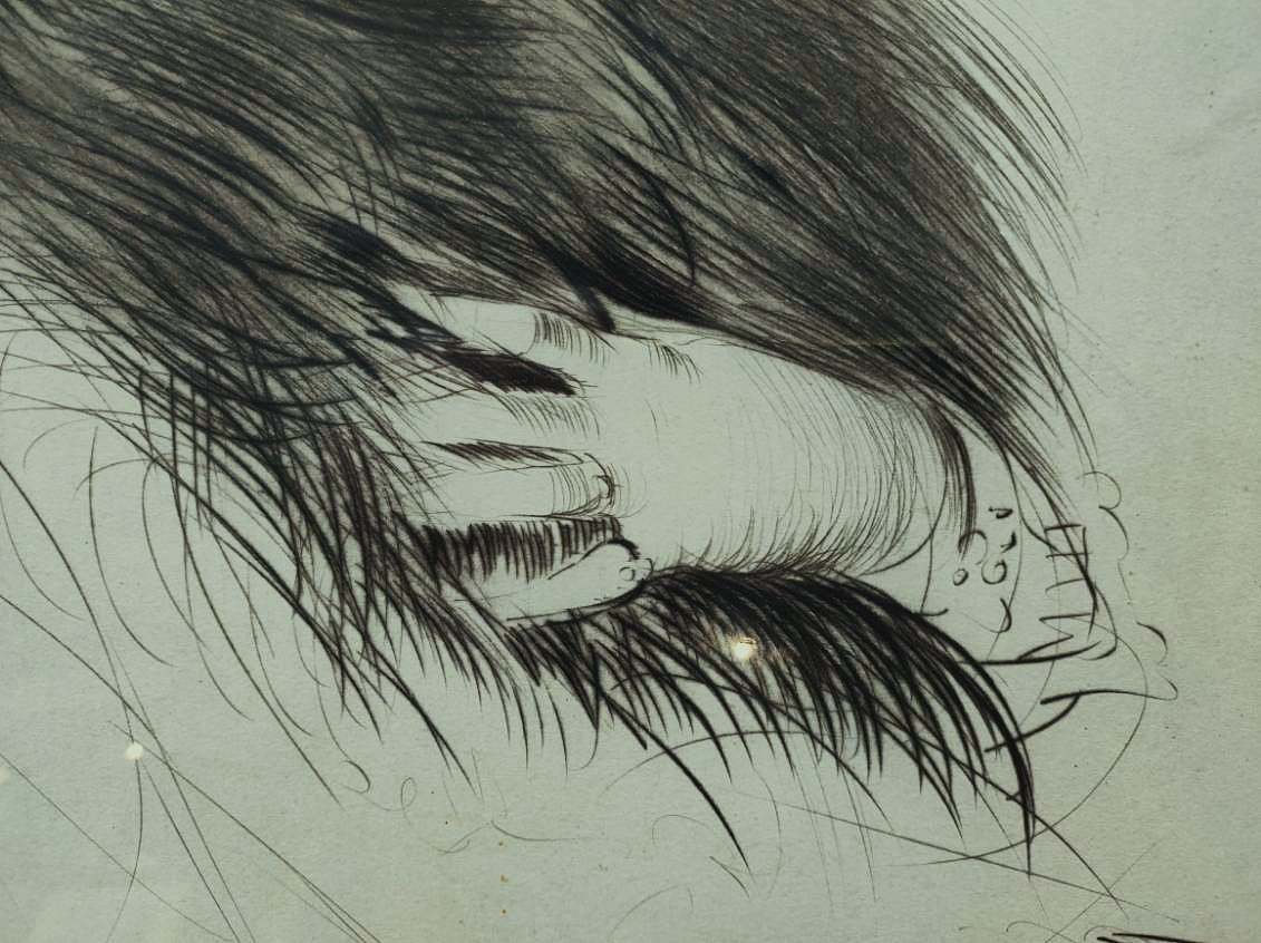 Paul César Helleu (1859-1927) Elégante au chapeau vers 1900. Art Nouveau, Icart, Proust, Monet-photo-2