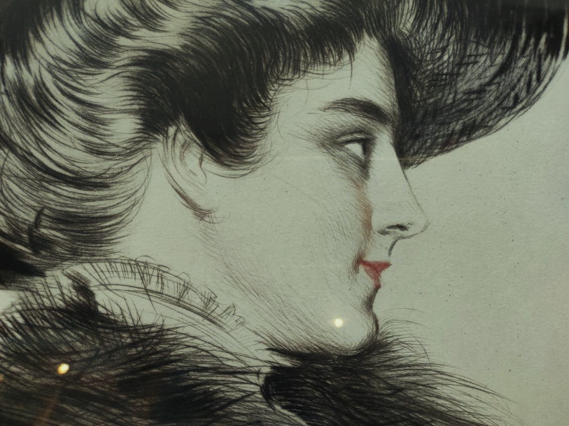 Paul César Helleu (1859-1927) Elégante au chapeau vers 1900. Art Nouveau, Icart, Proust, Monet-photo-3