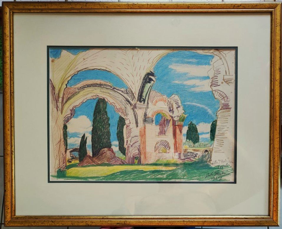 Jules Flandrin (1871–1947) Hadrian’s Villa, Tivoli, Italy, 1927. Corenc. Lyon, Dauphiné, Grenoble-photo-2