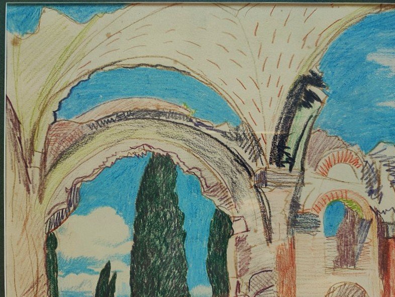 Jules Flandrin (1871–1947) Hadrian’s Villa, Tivoli, Italy, 1927. Corenc. Lyon, Dauphiné, Grenoble-photo-3