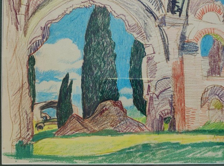 Jules Flandrin (1871–1947) Hadrian’s Villa, Tivoli, Italy, 1927. Corenc. Lyon, Dauphiné, Grenoble-photo-4