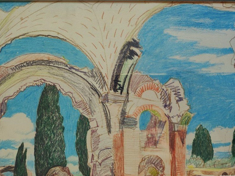 Jules Flandrin (1871–1947) Hadrian’s Villa, Tivoli, Italy, 1927. Corenc. Lyon, Dauphiné, Grenoble-photo-1