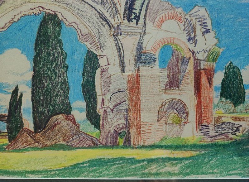 Jules Flandrin (1871–1947) Hadrian’s Villa, Tivoli, Italy, 1927. Corenc. Lyon, Dauphiné, Grenoble-photo-2
