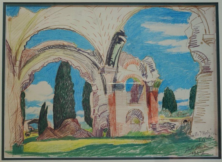 Jules Flandrin (1871–1947) Hadrian’s Villa, Tivoli, Italy, 1927. Corenc. Lyon, Dauphiné, Grenoble-photo-3