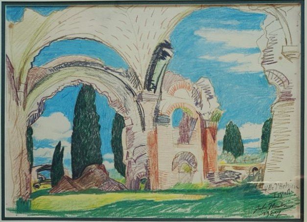 Jules Flandrin (1871–1947) Hadrian’s Villa, Tivoli, Italy, 1927. Corenc. Lyon, Dauphiné, Grenoble