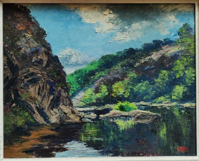  Gaston Thiery  (1922–2013) La Creuse au confluent, Fresselines ~1955. Ecole de Crozant, Detroy-photo-2