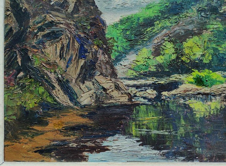  Gaston Thiery  (1922–2013) La Creuse au confluent, Fresselines ~1955. Ecole de Crozant, Detroy-photo-3
