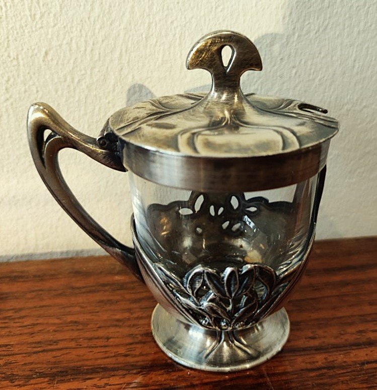 Wmf Art Nouveau Inkwell + Gallia Christofle Blotting Pad And Mustard Dish. Jugendstil, Germany-photo-4