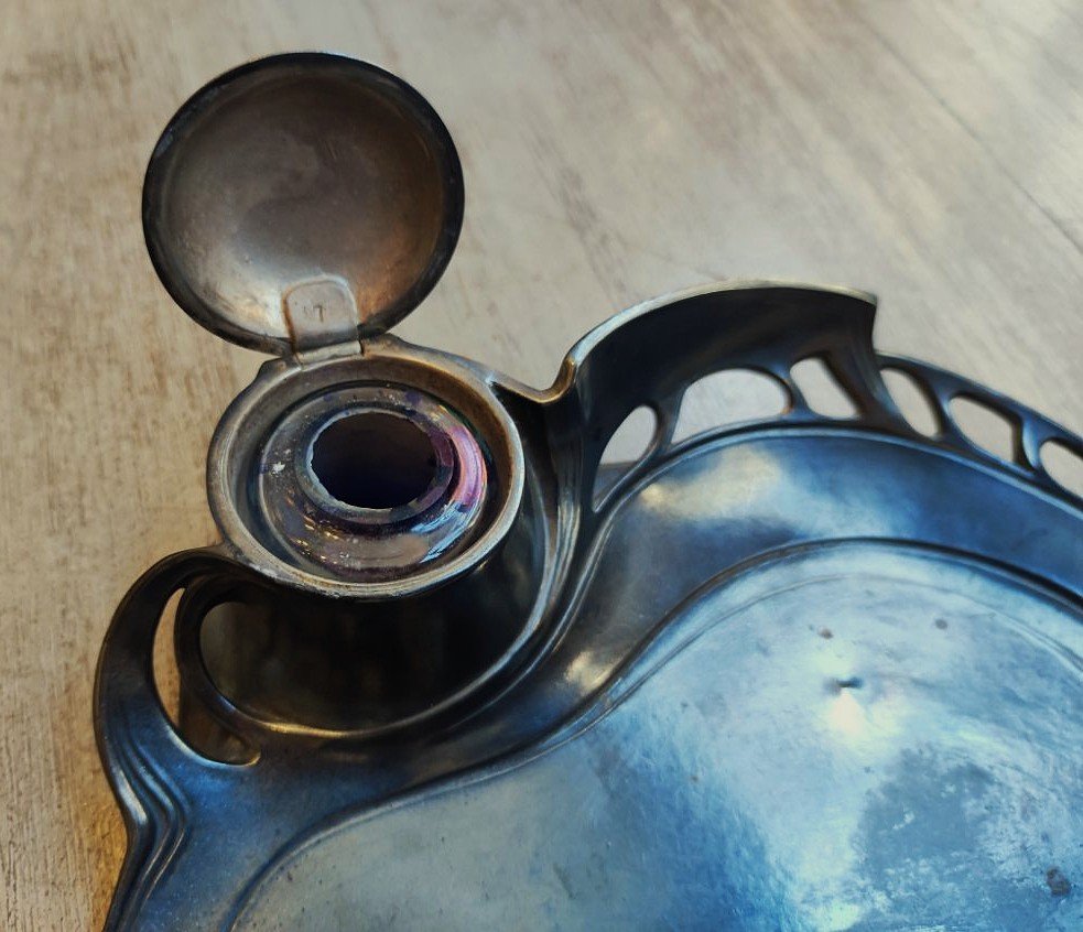Wmf Art Nouveau Inkwell + Gallia Christofle Blotting Pad And Mustard Dish. Jugendstil, Germany-photo-2