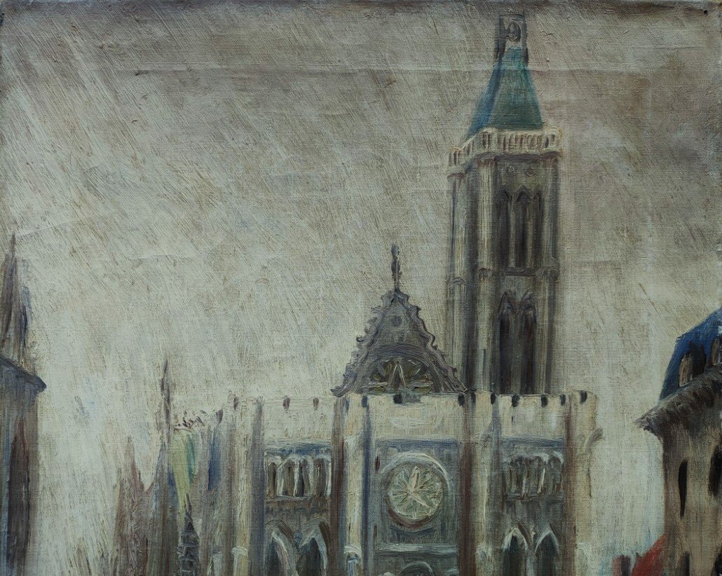 Elie Lascaux (1888-1969) La basilique de Saint-Denis ~1922. Naïf, Limoges, Kahnweiler, Leiris-photo-3