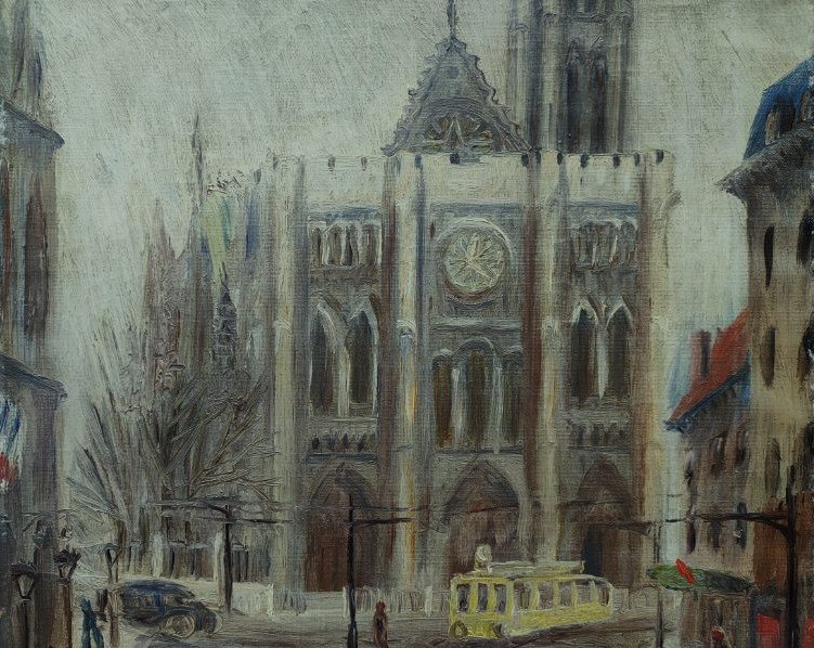 Elie Lascaux (1888-1969) La basilique de Saint-Denis ~1922. Naïf, Limoges, Kahnweiler, Leiris-photo-4