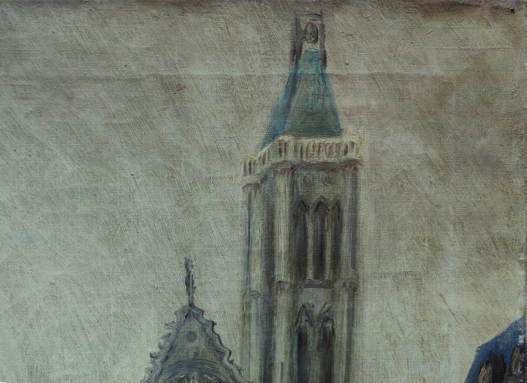 Elie Lascaux (1888-1969) La basilique de Saint-Denis ~1922. Naïf, Limoges, Kahnweiler, Leiris-photo-3
