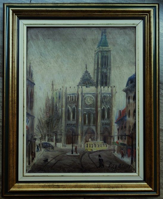 Elie Lascaux (1888-1969) La basilique de Saint-Denis ~1922. Naïf, Limoges, Kahnweiler, Leiris