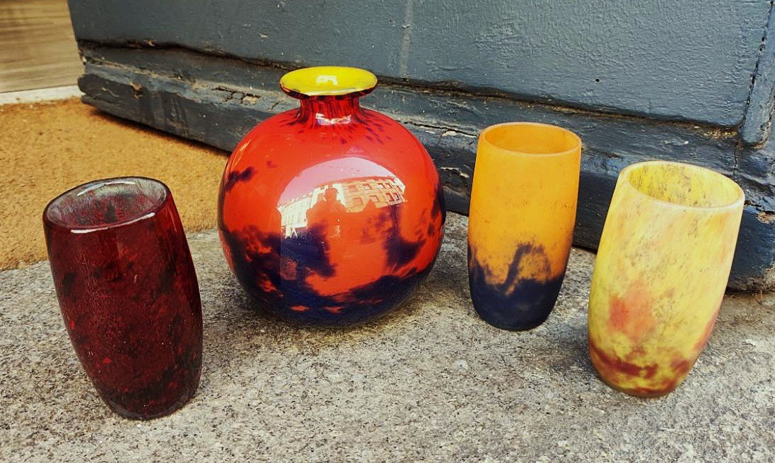 Vases From 1925 By Muller Frères Lunéville And Daum Nancy, Sold As A Set Or Individually. Gallé, Schneider