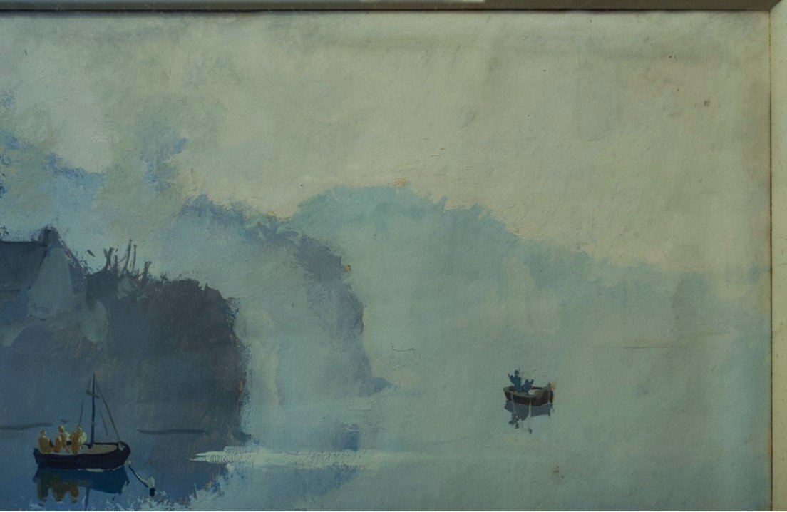 Henri Plisson (1908-2002) Brume en Bretagne. Peintre de la Marine Paguenaud, Montmorillon Carré-photo-4