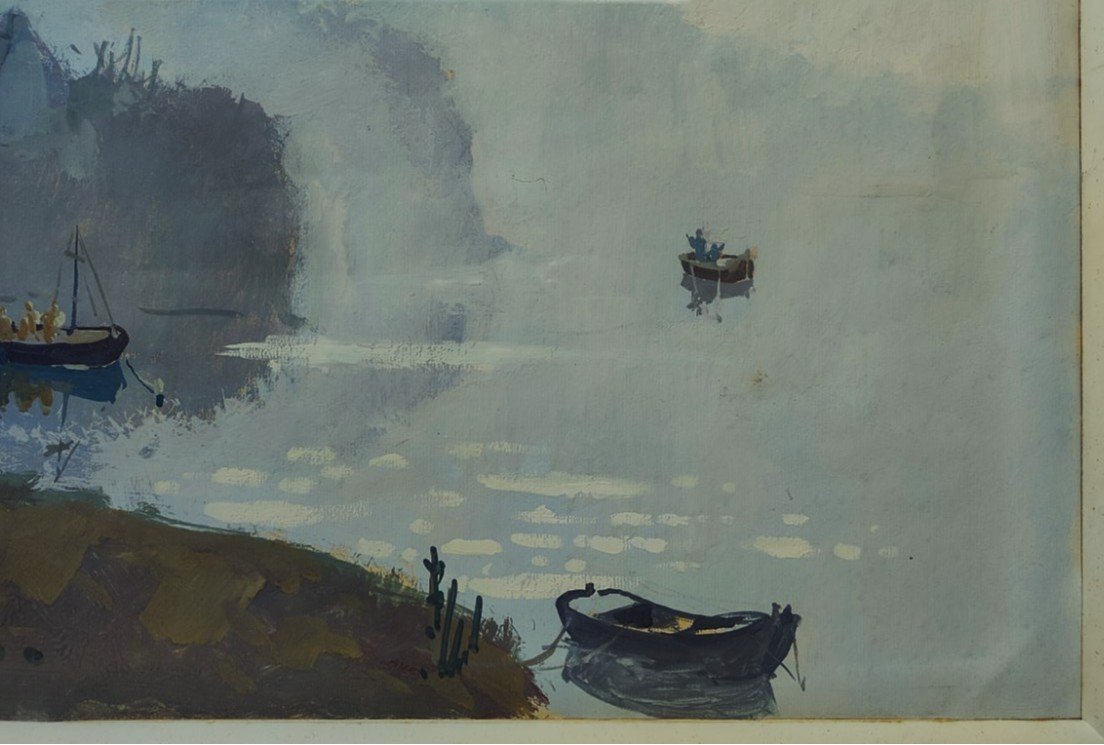 Henri Plisson (1908-2002) Brume en Bretagne. Peintre de la Marine Paguenaud, Montmorillon Carré-photo-1