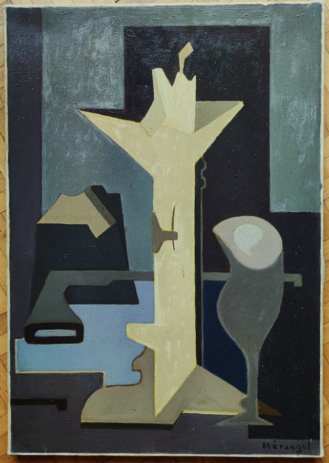 Charles MERANGEL (1908-1993)  Nature morte cubiste 1950. Ecole de Paris Pouyaud Gleizes. Cinéma