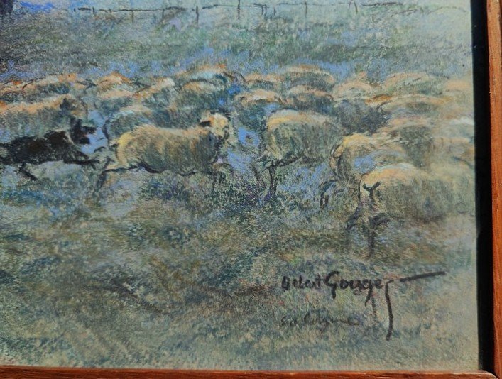 Albert Gouget (1856–1948) Shepherd And His Flock, Sologne. Master Pastel Artist, Oléron, Camargue-photo-5